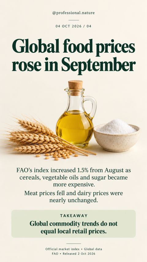 Global food prices with cereals, vegetable oil and sugar