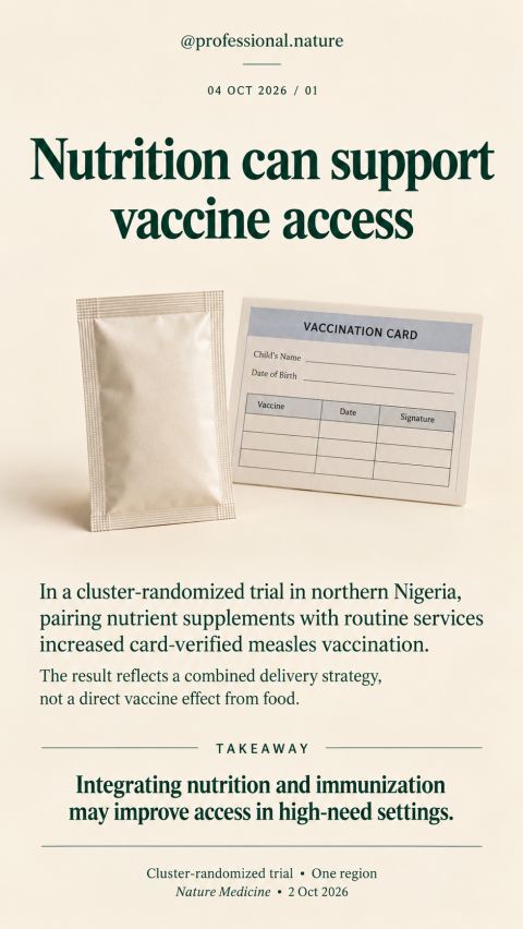 Nutrition and vaccination services with supplement pack and vaccination card