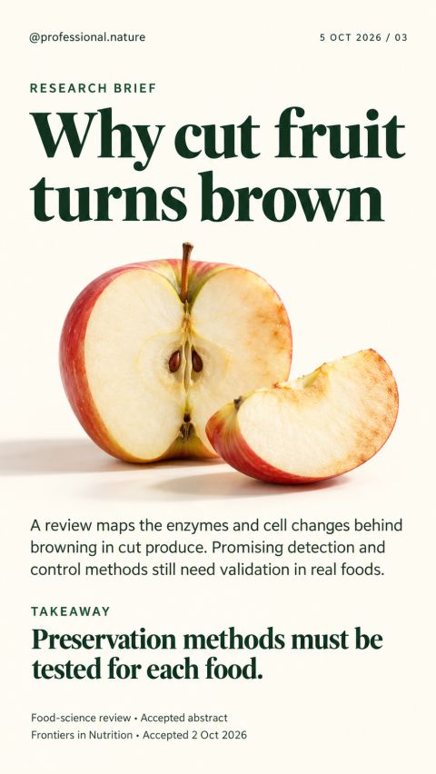Fruit browning in a freshly cut apple exposed to air