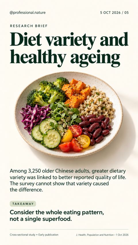 Diet variety and healthy ageing with a balanced bowl of vegetables, grains and legumes