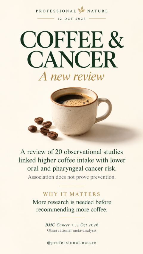 Coffee and cancer research illustrated by a ceramic cup of black coffee and roasted coffee beans