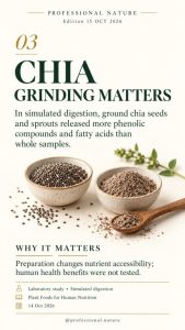 Ground chia seeds and whole chia seeds displayed in ceramic bowls to illustrate differences in nutrient accessibility